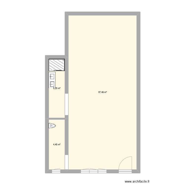 Rez-de-Chaussé - Appartement - v1. Plan de 3 pièces et 67 m2