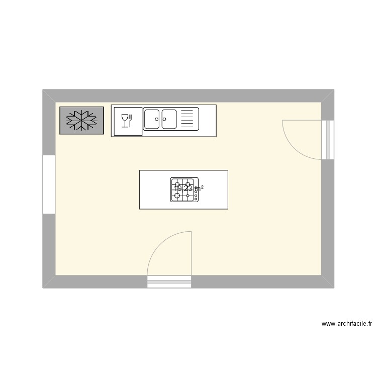 CUISINE. Plan de 1 pièce et 19 m2