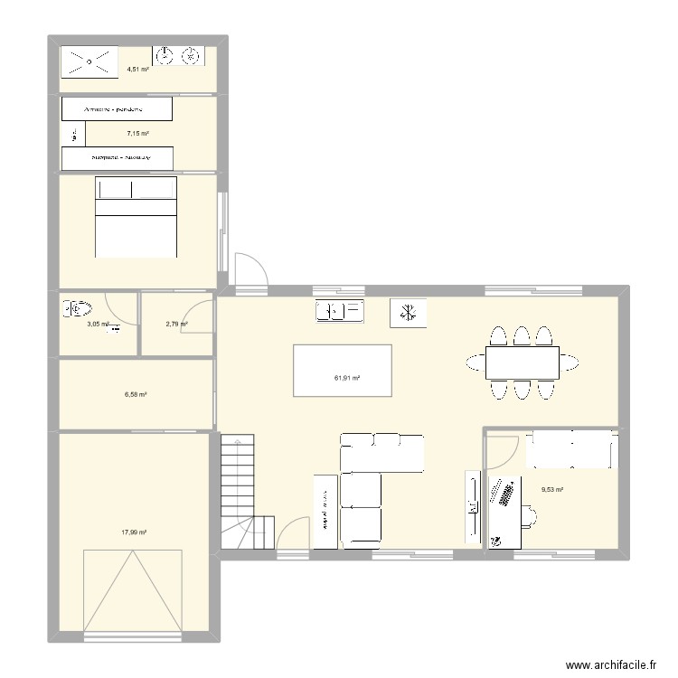 aujargues. Plan de 8 pièces et 114 m2