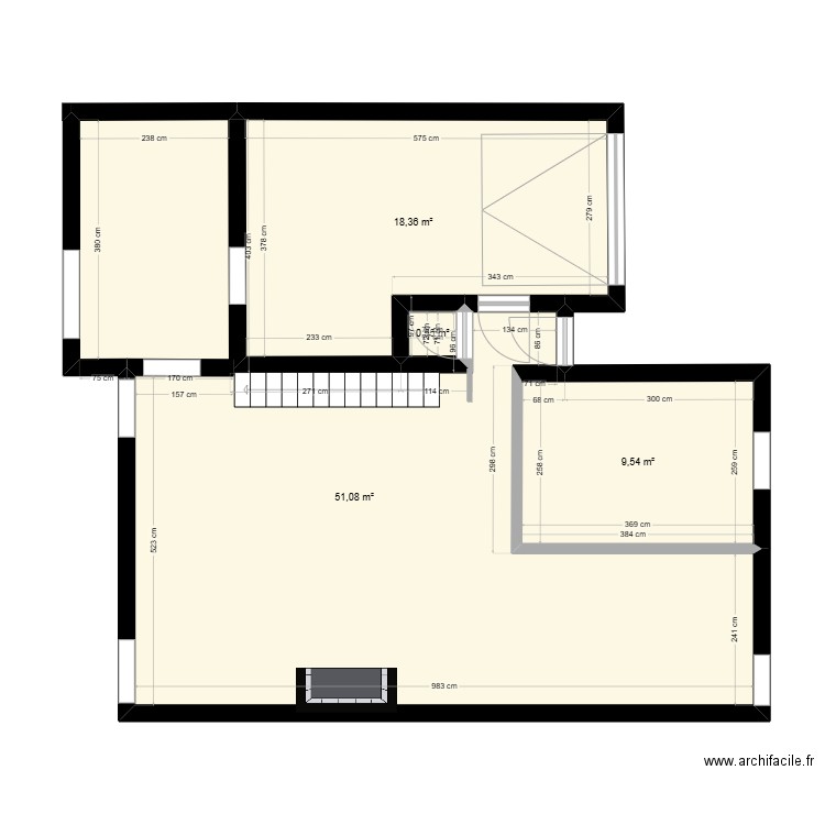 Maison St Jean RDC. Plan de 4 pièces et 80 m2