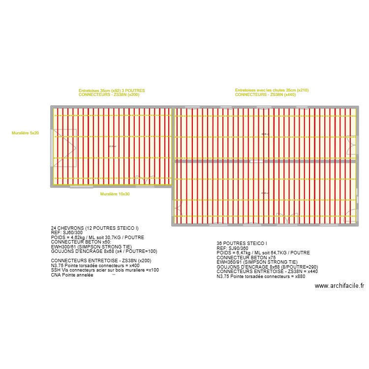 ROCHOIR CHARPENTE. Plan de 3 pièces et 219 m2