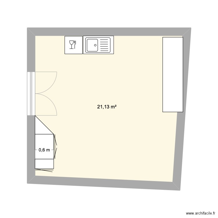 CUISINE ST GE. Plan de 1 pièce et 21 m2