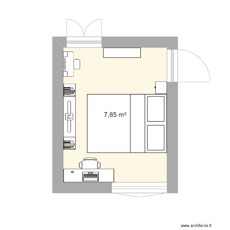 chambre de nini. Plan de 1 pièce et 8 m2