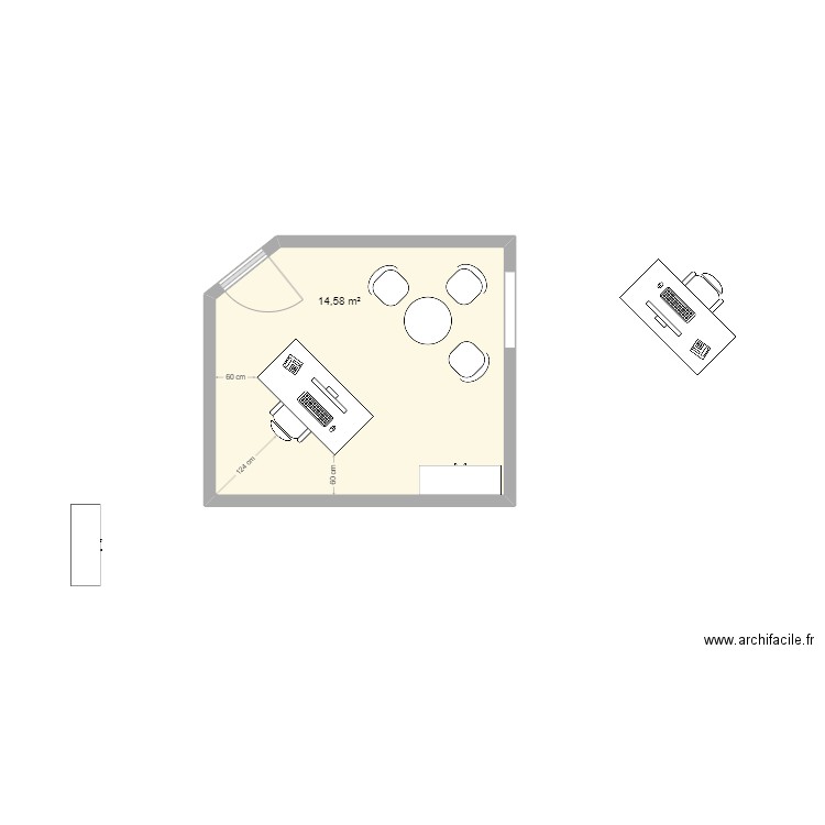 Bureau carte d'identité_Version manager. Plan de 1 pièce et 15 m2