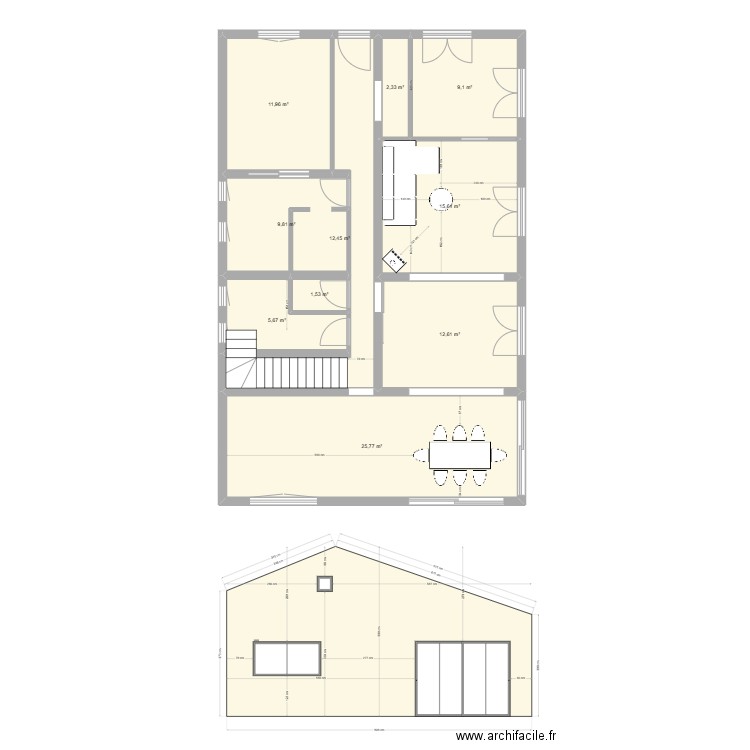 étaules V3. Plan de 11 pièces et 152 m2