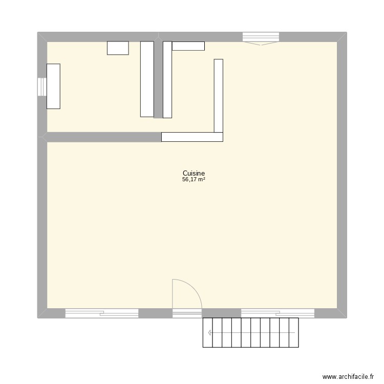 le resto. Plan de 1 pièce et 56 m2