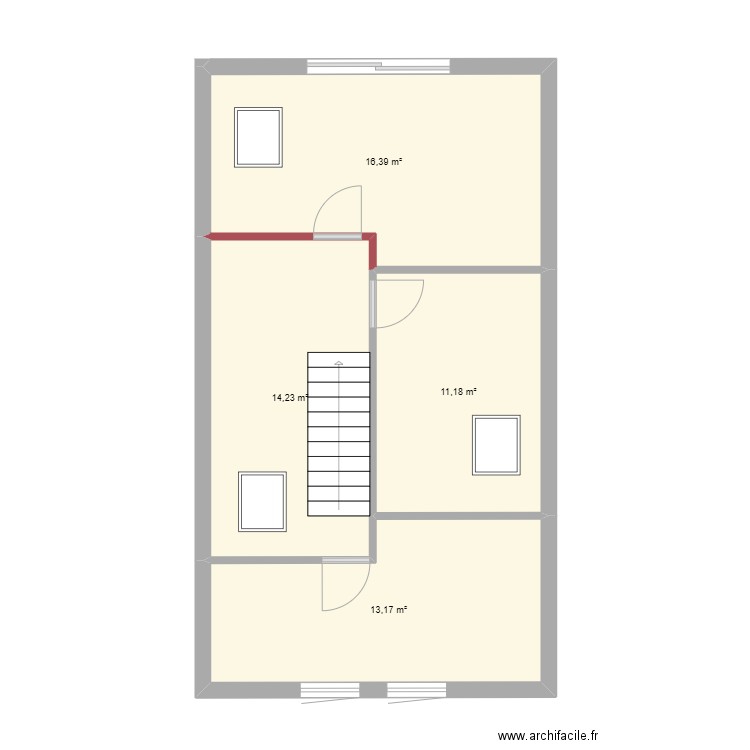 hvs 21 et2. Plan de 4 pièces et 55 m2