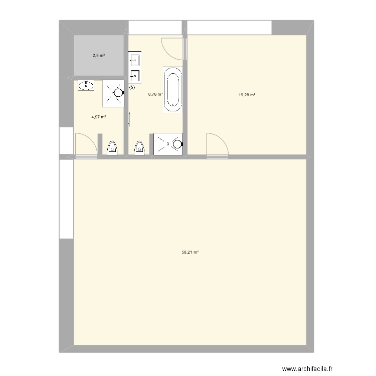 Perlé _Bassong. Plan de 5 pièces et 94 m2