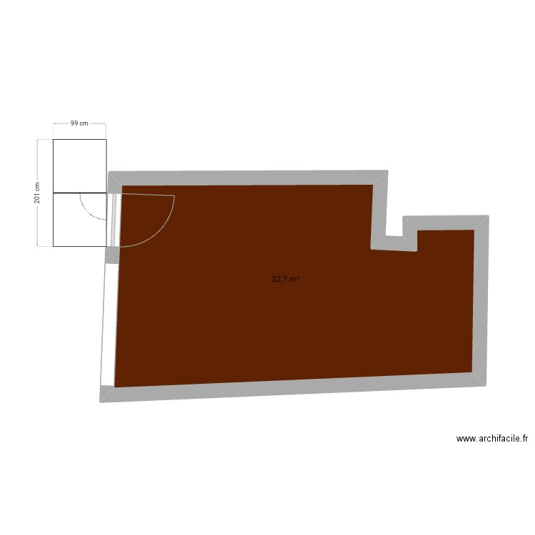 Salon. Plan de 1 pièce et 23 m2