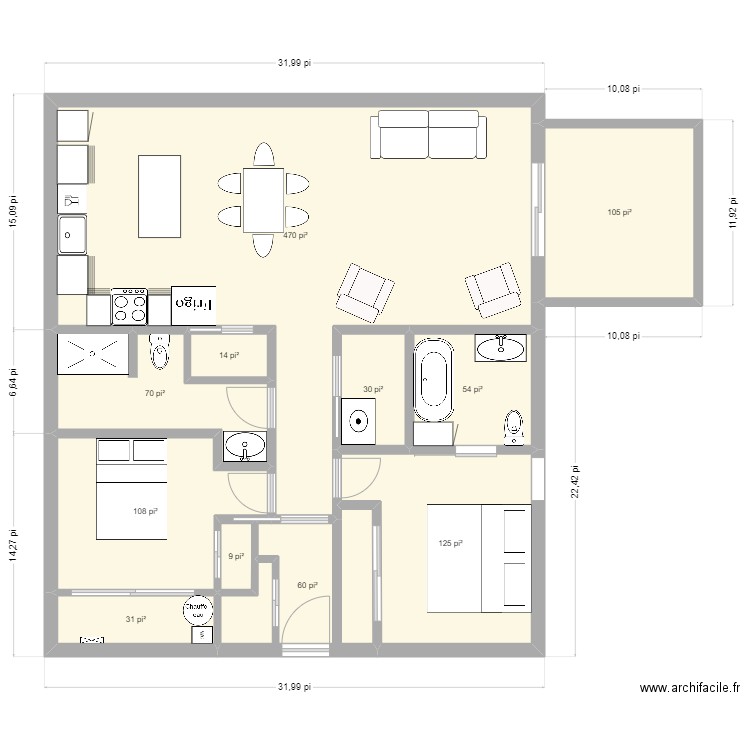 morin. Plan de 11 pièces et 100 m2