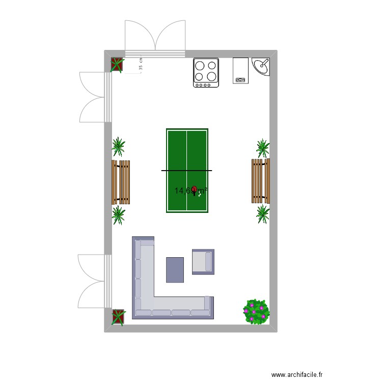 salim. Plan de 1 pièce et 15 m2