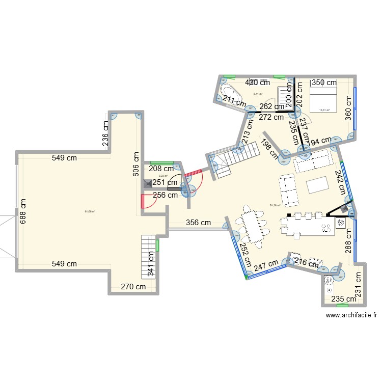 Maison Daix RDC meublé. Plan de 5 pièces et 161 m2