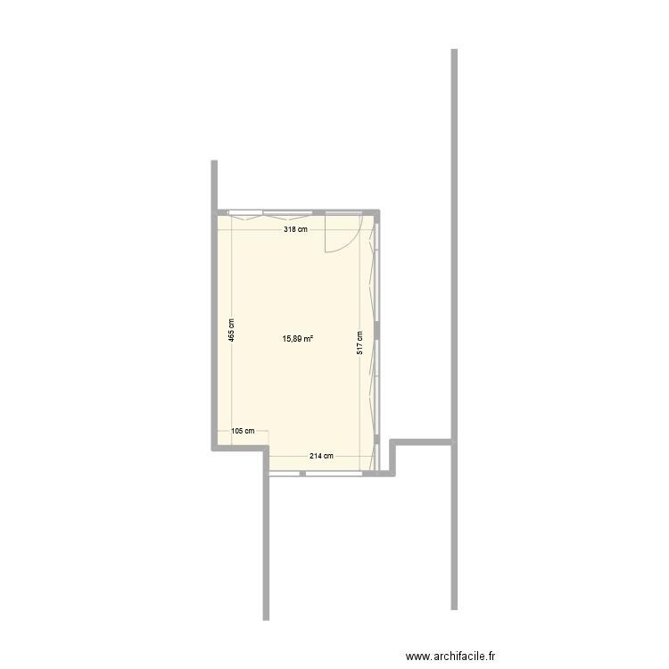 extension. Plan de 3 pièces et 14 m2