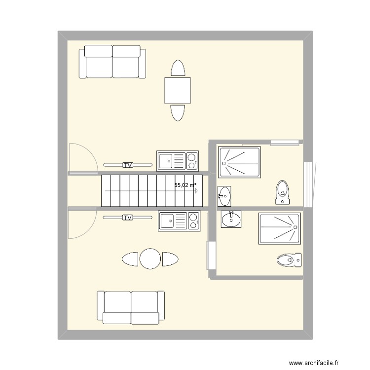 Grenier. Plan de 1 pièce et 55 m2