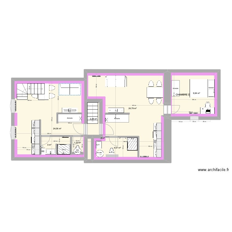 1 er étage Schuman 4 LOTS. Plan de 12 pièces et 88 m2