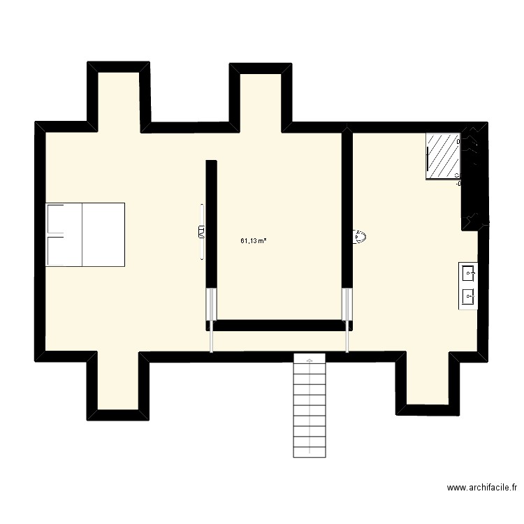 etage. Plan de 5 pièces et 62 m2