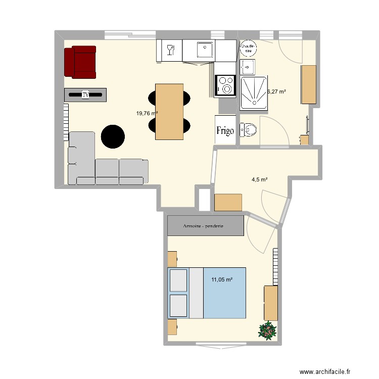 Appart Riom. Plan de 4 pièces et 42 m2