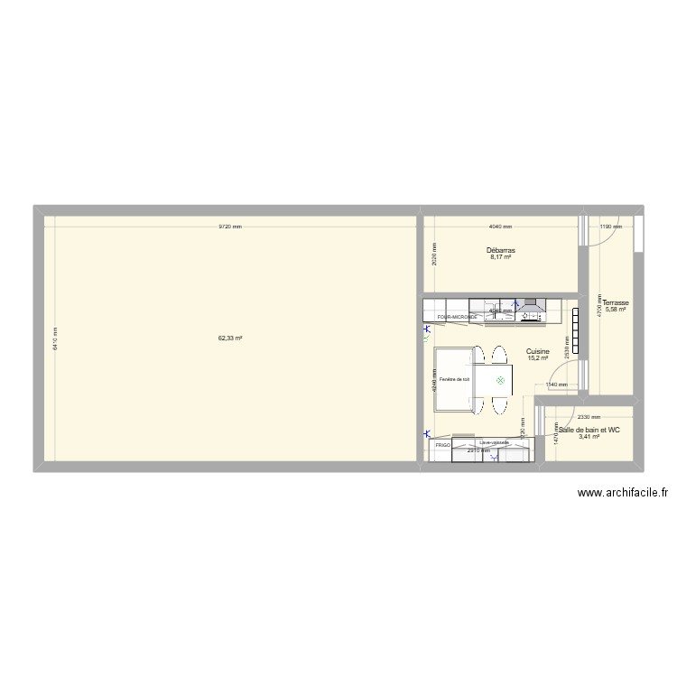 cuisine. Plan de 5 pièces et 95 m2