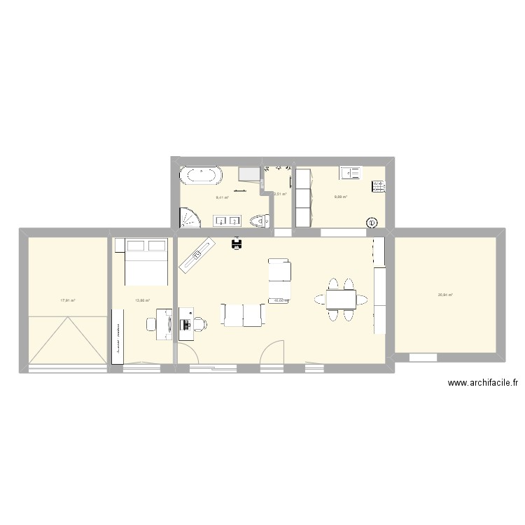 Plan Maison. Plan de 7 pièces et 121 m2