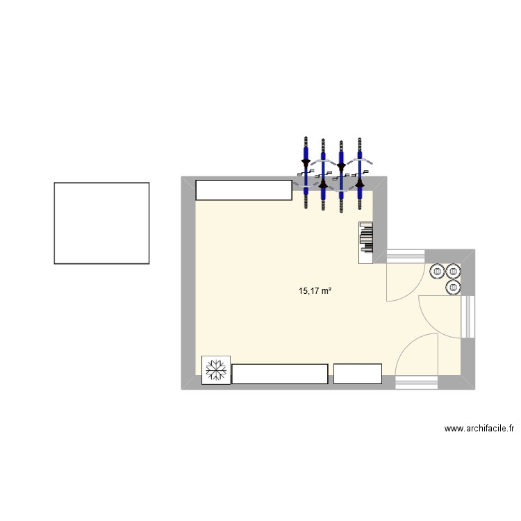 garage. Plan de 1 pièce et 15 m2