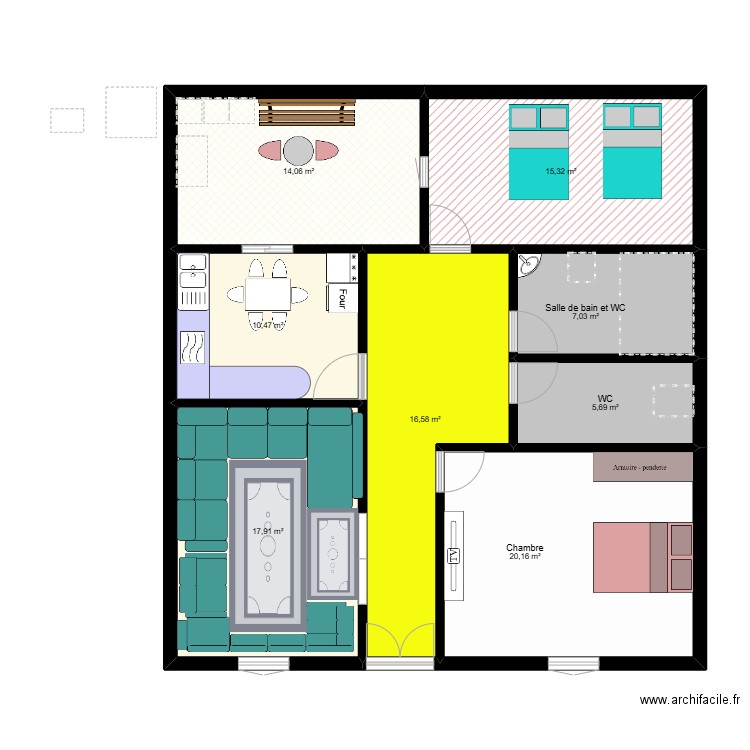 ANOUAR PLAN. Plan de 8 pièces et 107 m2