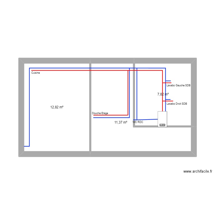 maison. Plan de 3 pièces et 32 m2