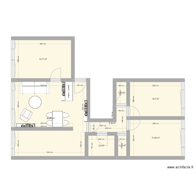 Appart 50 Charonne_Option 1. Plan de 8 pièces et 75 m2