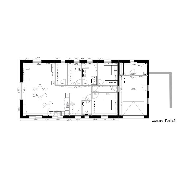 sosso. Plan de 2 pièces et 128 m2