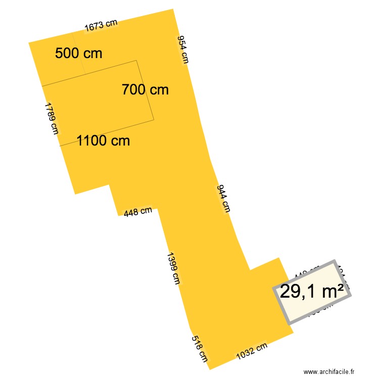 implantation maison. Plan de 1 pièce et 29 m2