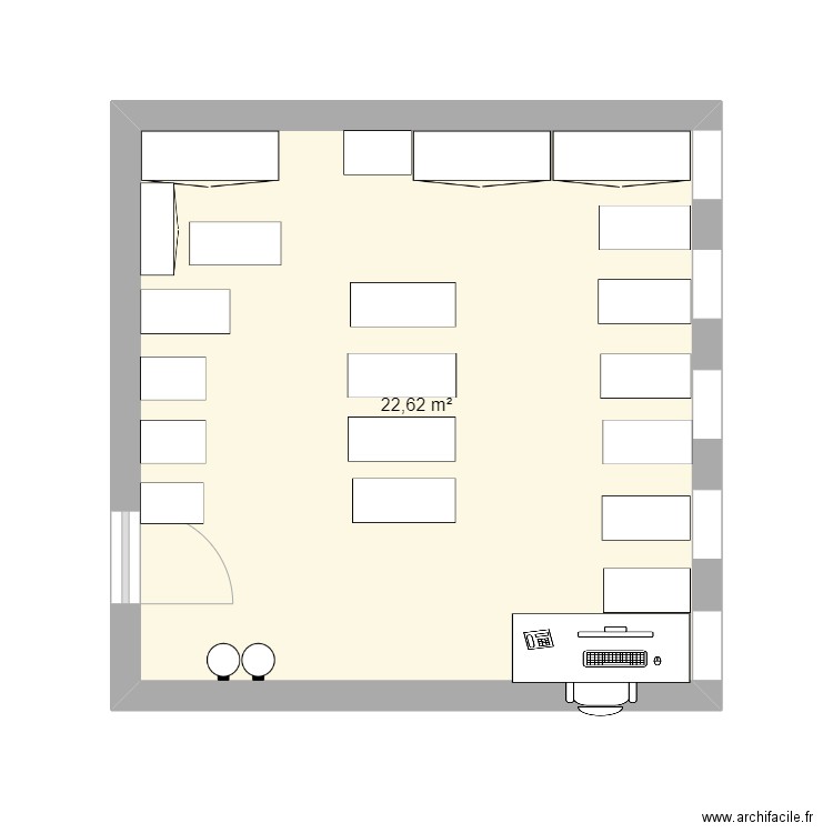 classe, 205. Plan de 1 pièce et 23 m2