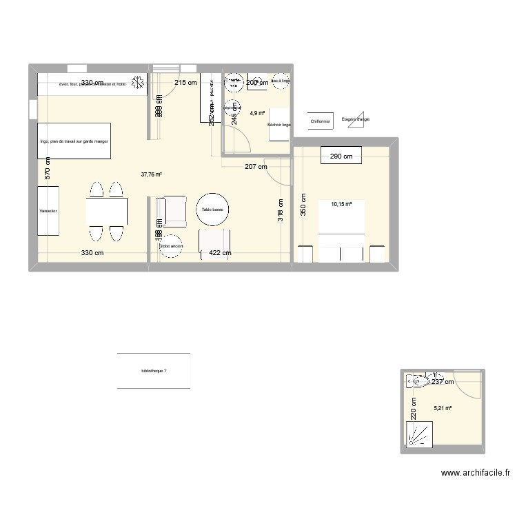 Test maison. Plan de 4 pièces et 58 m2