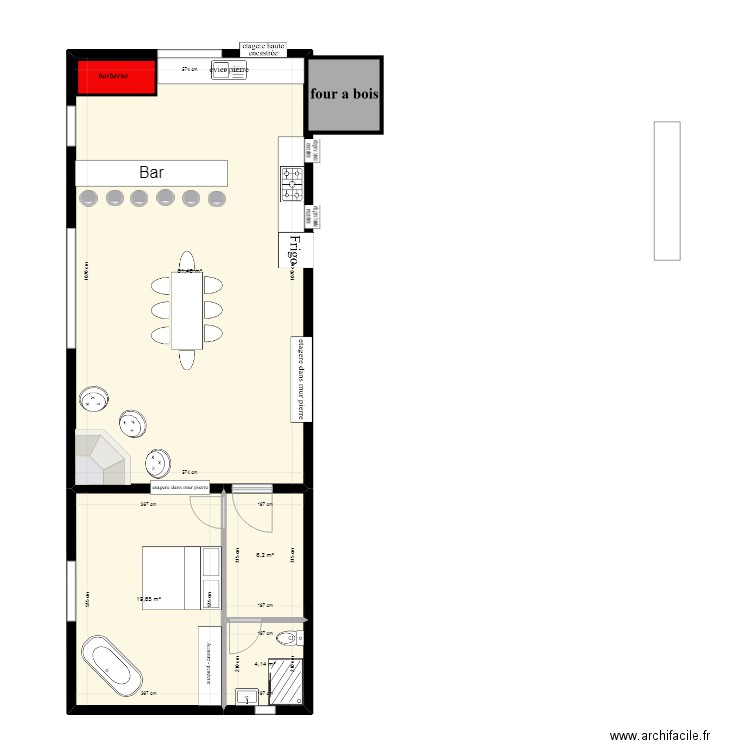 pagliaghu. Plan de 4 pièces et 91 m2