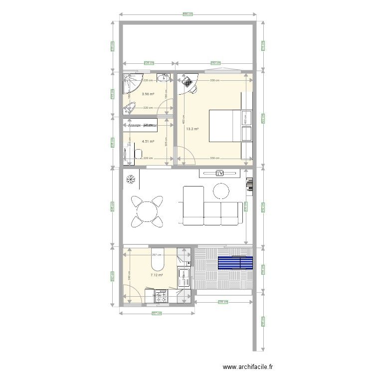 Plan maison 2 pièces. Plan de 0 pièce et 0 m2