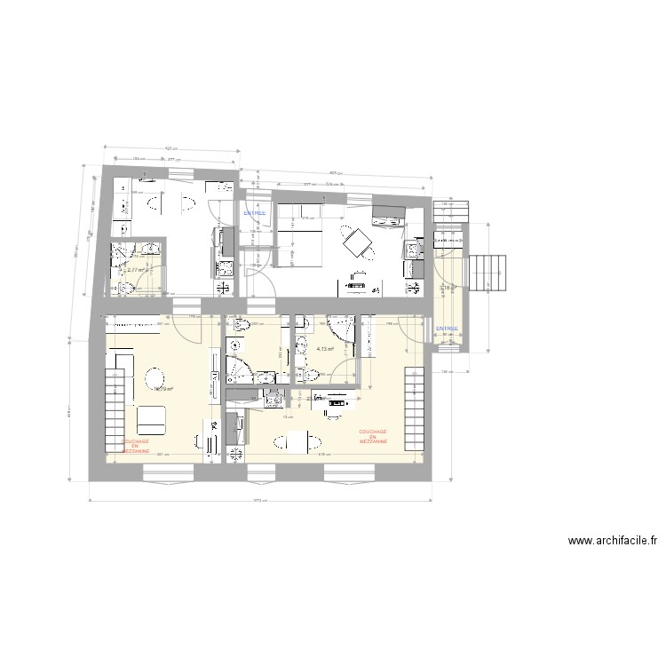 PLAN 33 RTE PONT L'ABBE NOUVEAUX STUDIOS. Plan de 5 pièces et 50 m2