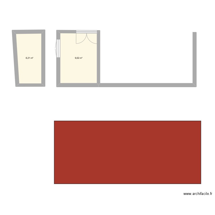 abri. Plan de 2 pièces et 16 m2