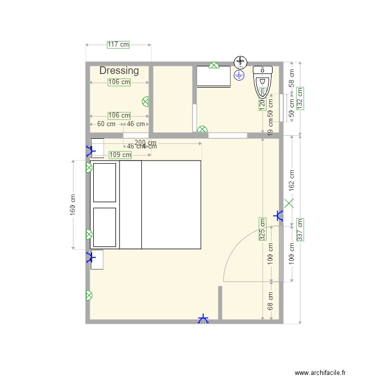 Chambre parentale . Plan de 0 pièce et 0 m2