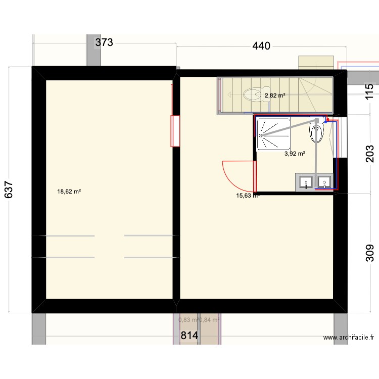 Vendays plomberie. Plan de 14 pièces et 189 m2