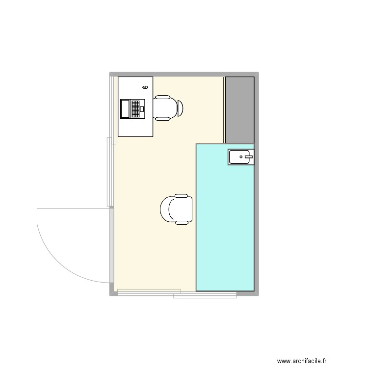 Prototype box physico-chimique. Plan de 1 pièce et 6 m2