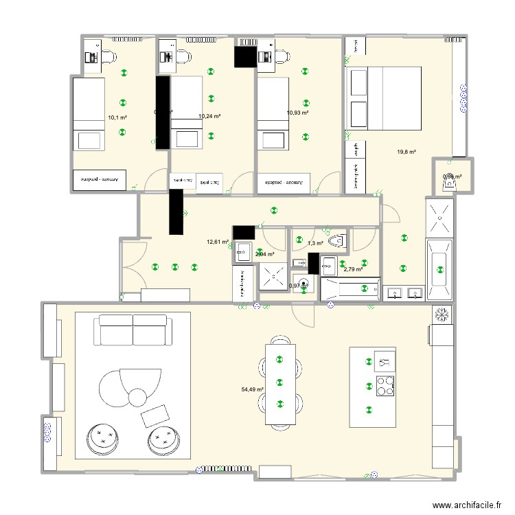 BF 2022. Plan de 12 pièces et 127 m2