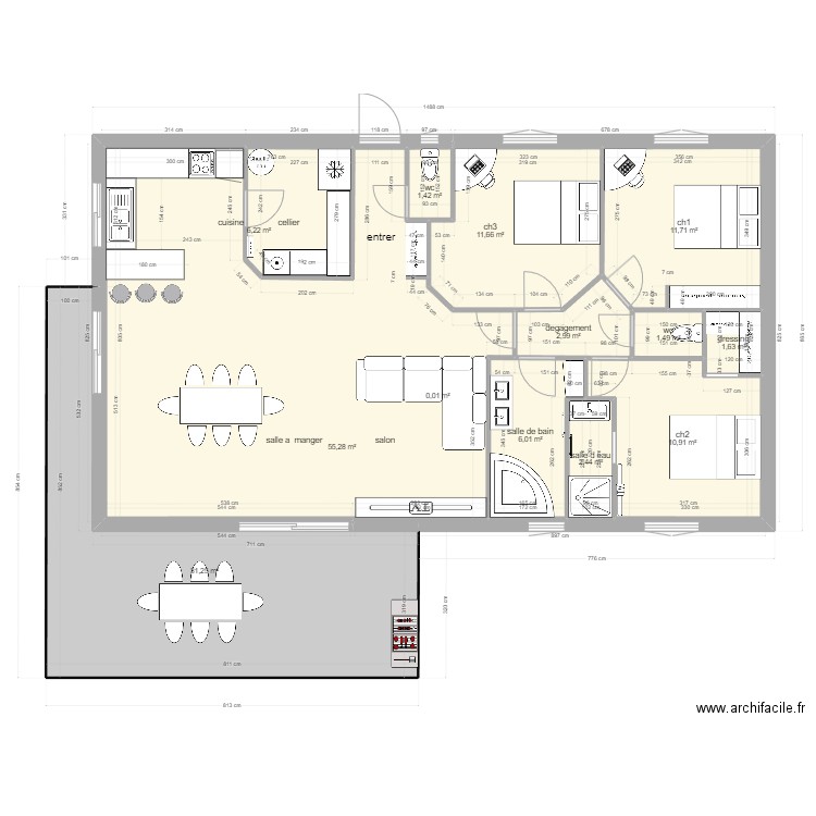 villa1 plan finale. Plan de 14 pièces et 143 m2