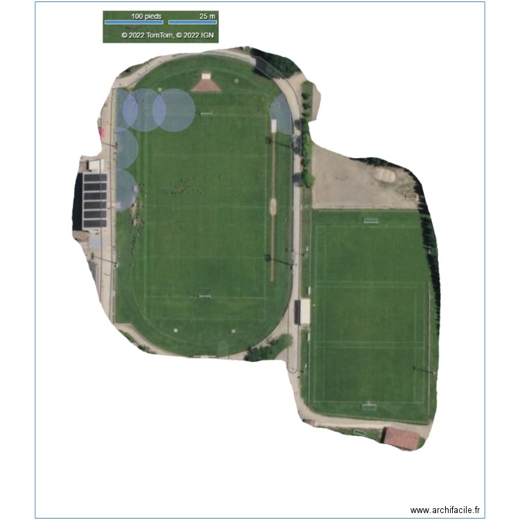 stade. Plan de 0 pièce et 0 m2