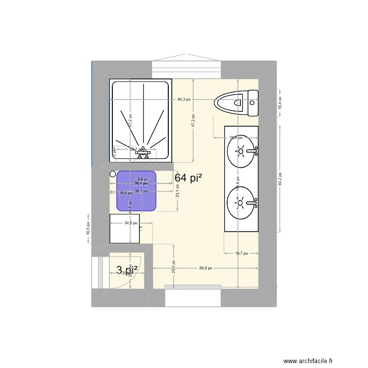 projetnicole. Plan de 2 pièces et 6 m2