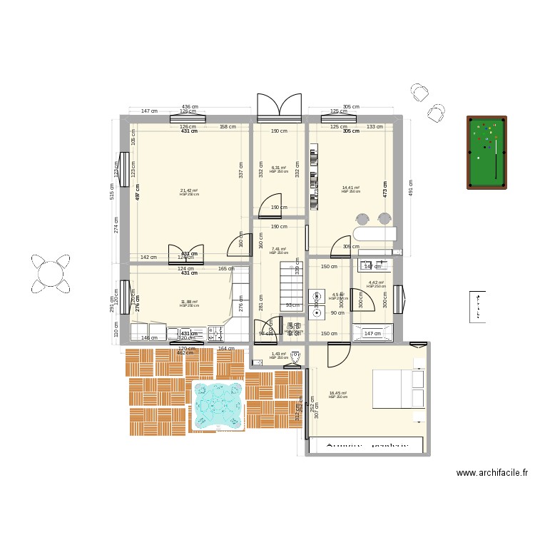 plan etage maison projet 2. Plan de 10 pièces et 89 m2