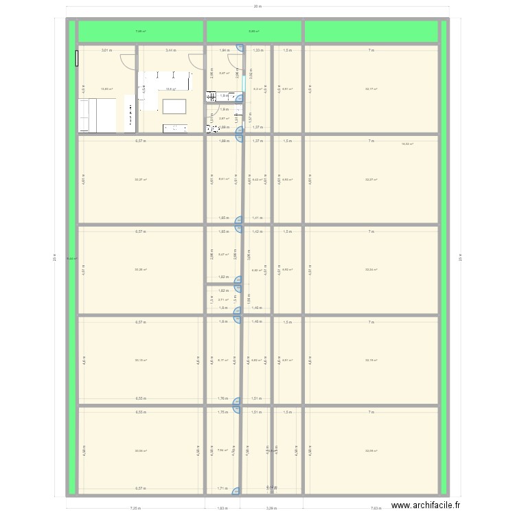 onuci. Plan de 31 pièces et 460 m2