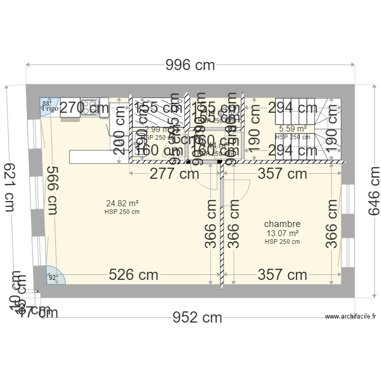 etage 3 L29 option 2. Plan de 6 pièces et 49 m2