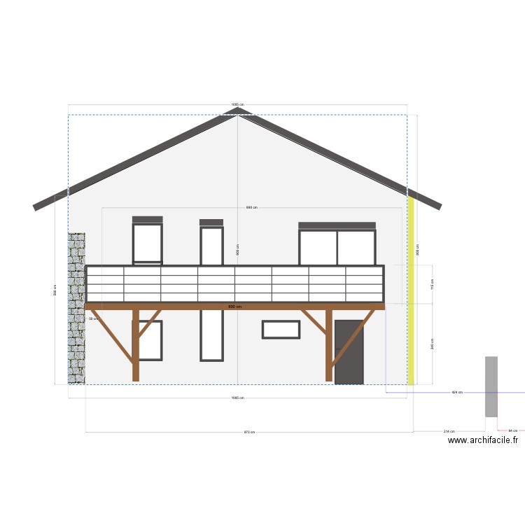 Façade OUEST - Projet avec Terrasse_V2. Plan de 0 pièce et 0 m2