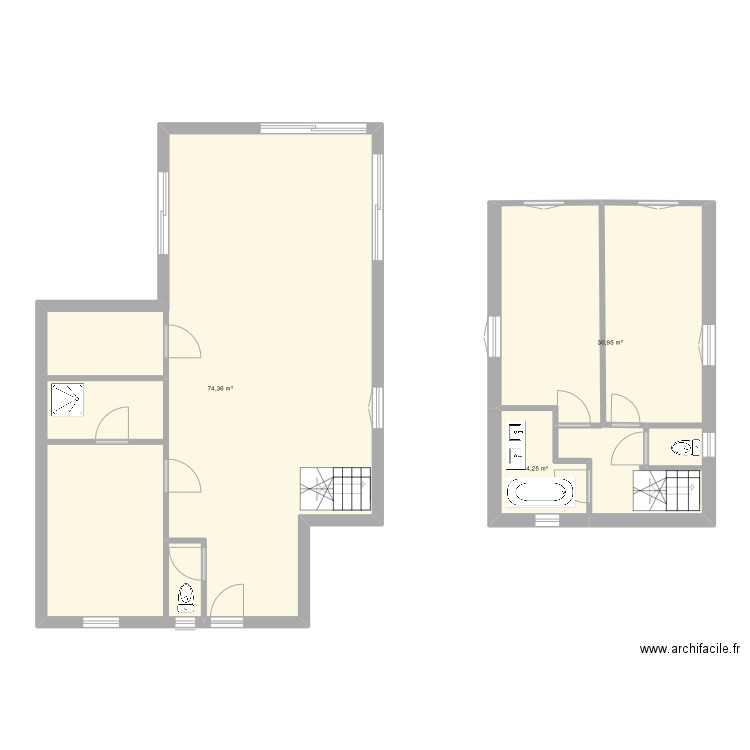 Projet 1. Plan de 3 pièces et 110 m2