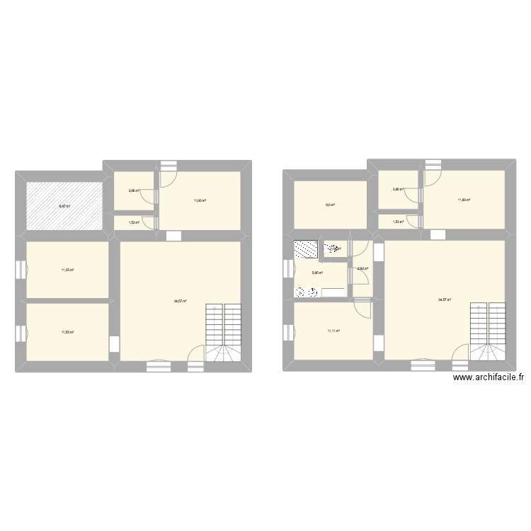 Plan côté. Plan de 16 pièces et 165 m2