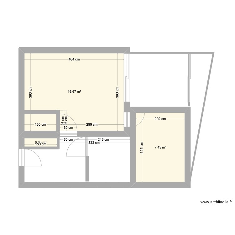 Cannes. Plan de 3 pièces et 25 m2