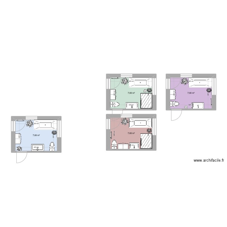 SDB. Plan de 4 pièces et 31 m2